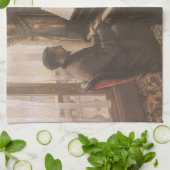 Der junge Mann spielt Klavier von Gustave Caillebo Geschirrtuch (Gefaltet)