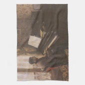 Der junge Mann spielt Klavier von Gustave Caillebo Geschirrtuch (Vertikal)