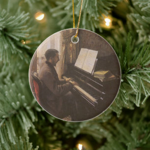 Der junge Mann spielt Klavier von Gustave Caillebo Keramikornament