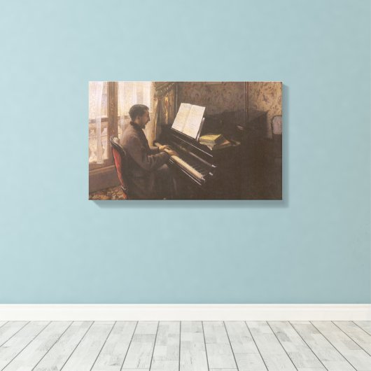 Der junge Mann spielt Klavier von Gustave Caillebo Leinwanddruck (Insitu (Holzboden))