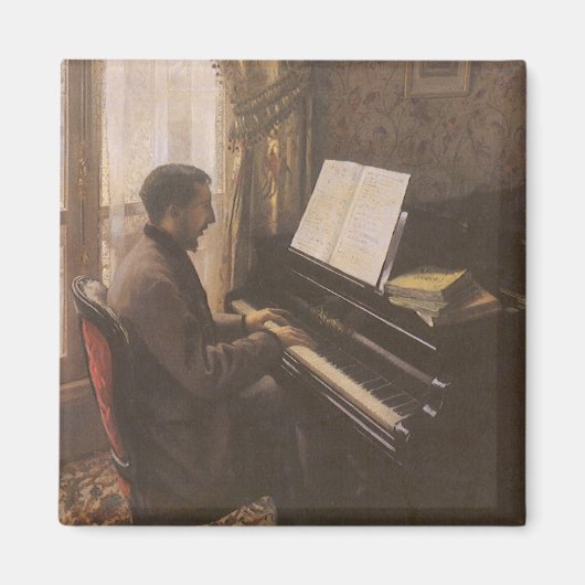 Der junge Mann spielt Klavier von Gustave Caillebo Magnet (Vorne)