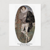 Der junge Mann unter den Rose von Nicholas Hilliar Postkarte (Vorderseite)