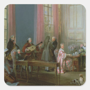 Der junge Mozart am Klavichord Quadratischer Aufkleber