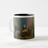 Der junge Mozart am Klavichord Zweifarbige Tasse (Vorderseite Links)