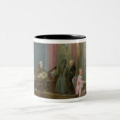 Der junge Mozart am Klavichord Zweifarbige Tasse (Mittel)