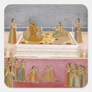Der junge Mughal Kaiser Mohammed Shah an einem Quadratischer Aufkleber