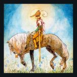 Der junge Prinz am Pferd Poster<br><div class="desc">Charmantes 1907 von dem schwedischen Maler und Illustrator John Bauer gezeichnetes Bild eines jungen Prinzen, der einen braunen Robin Hood-Hut trug, der mit einer großen weißen, lockigen Feder, einem langen goldenen Schwert auf seiner Seite bestickt wurde. Er ist auf seinem treuen Steed montiert, sein schöner, langer blonder Mane fließt hinunter...</div>