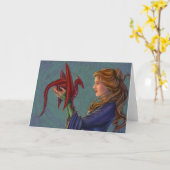 Der junge rote Drache Karte (Gelbe Blume)