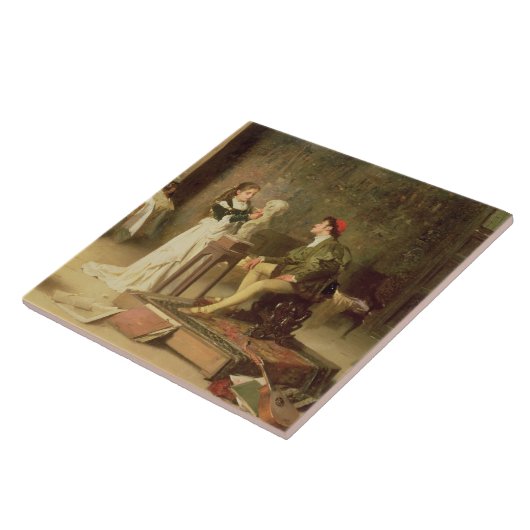 Der junge Sculptress (Öl auf Leinwand) Fliese (Seite)