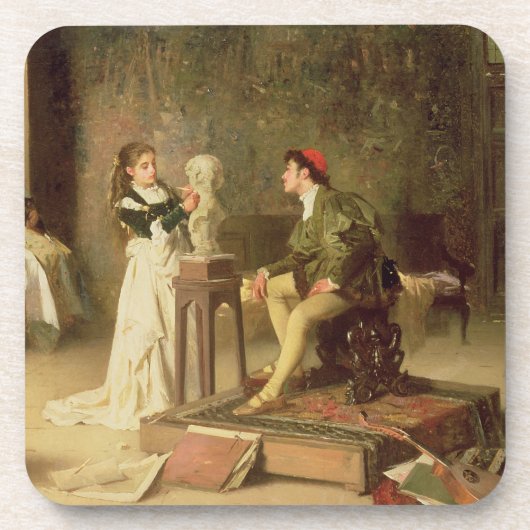 Der junge Sculptress (Öl auf Leinwand) Getränkeuntersetzer (Vorderseite)