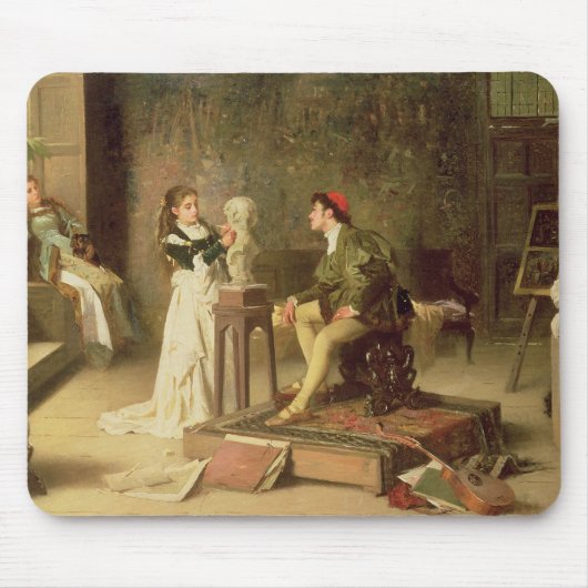 Der junge Sculptress (Öl auf Leinwand) Mousepad (Vorne)