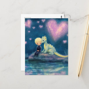 Der Junge und sein Drache Postkarte