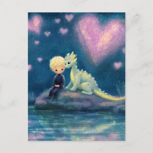 Der Junge und sein Drache Postkarte (Vorderseite)