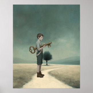 Der Junge und sein Schlüssel | Surrealistische Bil Poster