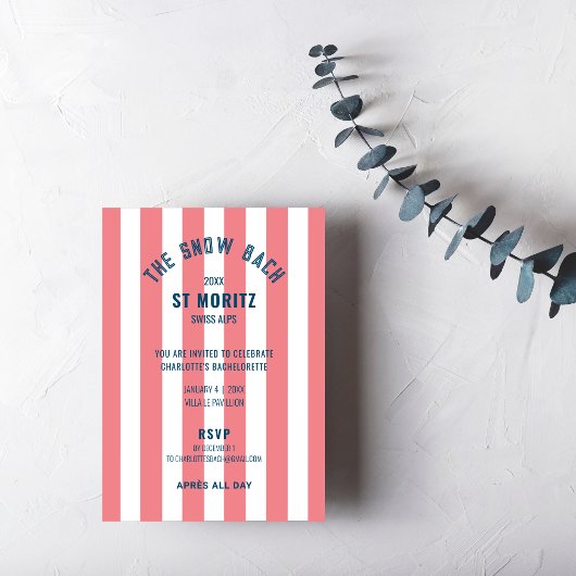 Der Junggeselinnen-Abschied "Schneebach rosa Strei Einladung