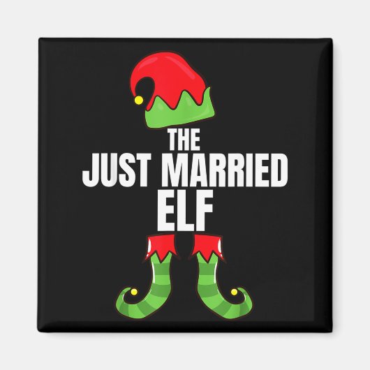 Der Just Married Elf Matching Family Weihnachten G Magnet (Vorne)