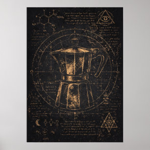 Der Kaffee-Alchemist, Mystische Koffein-Abstrakte Poster