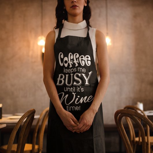Der Kaffee Behalte mir bis zur Weinzeit beschäftig Schürze