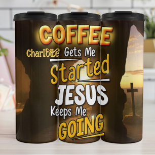 Der Kaffee fängt an, Jesus Behalte zu gehen Thermosbecher