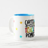 Der Kaffee gibt mir Powern Tasse (Vorderseite Links)