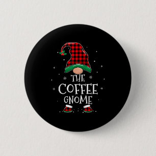 Der Kaffee-Gnom Xmas-Familie passende karierte Chr Button