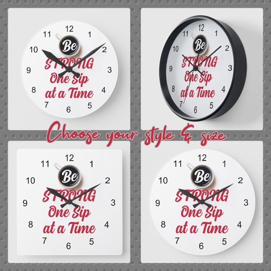 Der Kaffee ist eine Seite nach der anderen. Große Wanduhr