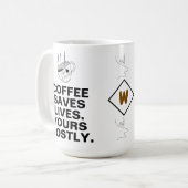Der Kaffee Rette am meisten: Ein Kaffee im Überflu Kaffeetasse (Vorderseite Links)