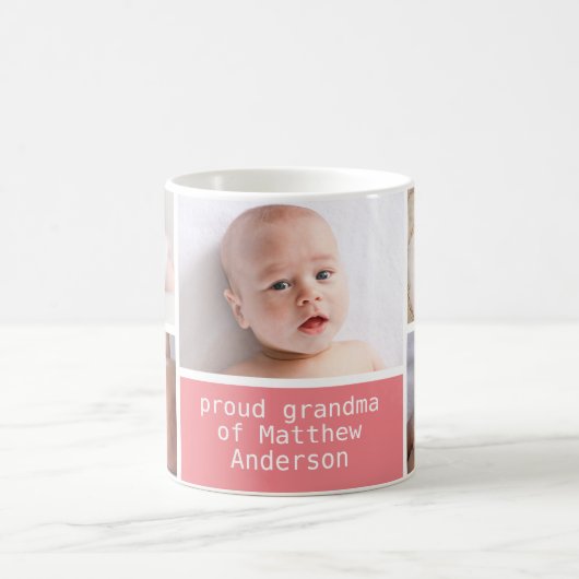 Der Kaffee-Tasse 5 Foto-Collagen-Rosa-Großmutter Kaffeetasse (Mittel)