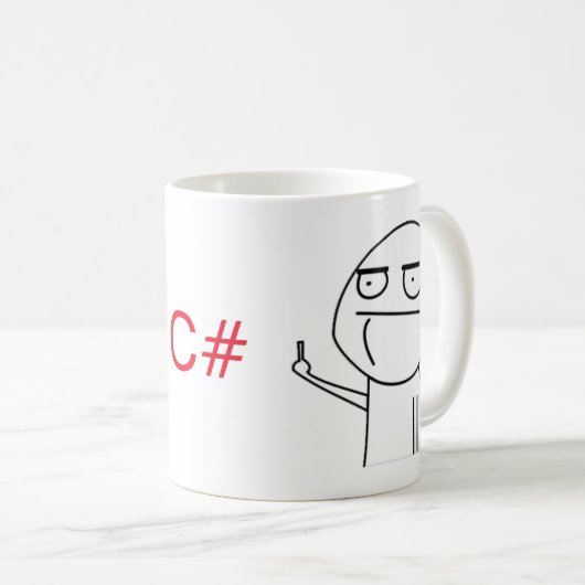 Der Kaffee-Tasse mittlerer Finger C# Programmierer Kaffeetasse (VorderseiteRechts)