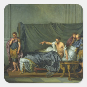 Der Kaiser Severus, das seinen Sohn rügt Quadratischer Aufkleber