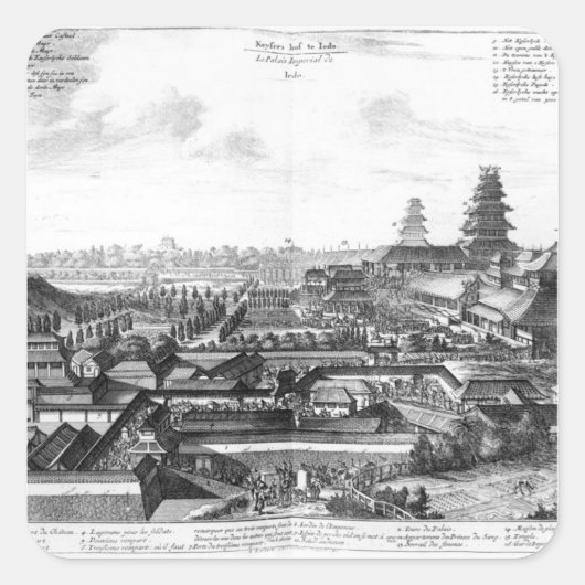 Der Kaiserpalast in Ido, Japan Quadratischer Aufkleber (Vorderseite)