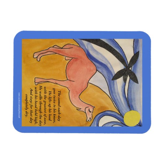 Der Kamelgedicht-Magnet (blau) Magnet (Horizontal)