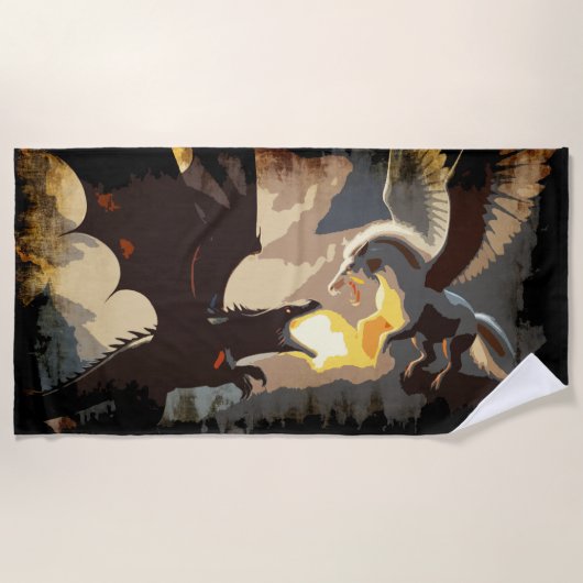 Der Kampf beginnt - Drache gegen Pegasus Strandtuch (Vorderseite)