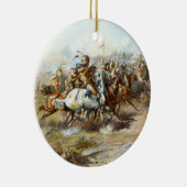 Der Kampf des Kunden gegen den Little Bighorn Russ Keramik Ornament (Rechts)