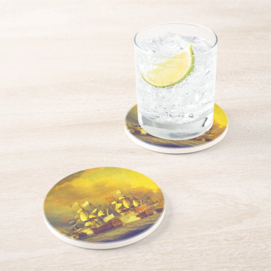 Der Kampf des Saintes durch Thomas Mitchell 1782 Getränkeuntersetzer (Seite)