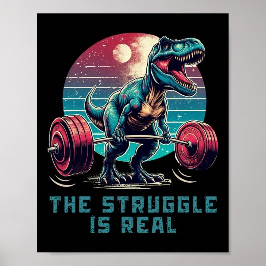 Der Kampf ist echt lustig T-Rex Fitnessstudio Work Poster (Vorne)