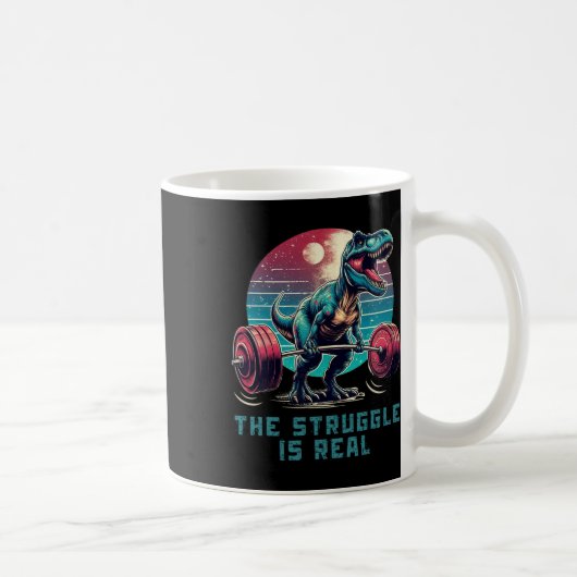 Der Kampf ist echt lustiger T-Rex-Gym-Workout  Kaffeetasse (Rechts)