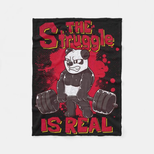 Der Kampf ist echter Panda Shirt Fitness Gym Bodyb Fleecedecke (Vorderseite)