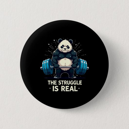 Der Kampf ist ein echtes Funny Gym Panda Workout M Button (Vorderseite)