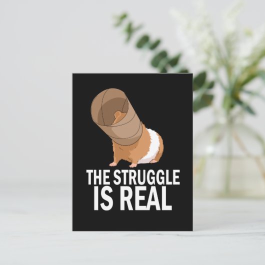 Der Kampf ist ein echtes Geschenk Funny Guinea Pig Postkarte (Stehend Vorderseite)