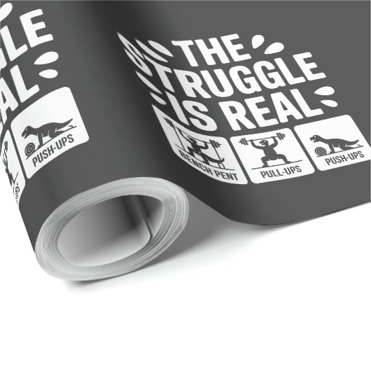 Der Kampf ist ein echtes lustiges T-Rex Gym Workou Geschenkpapier (Rolleneckpunkt)