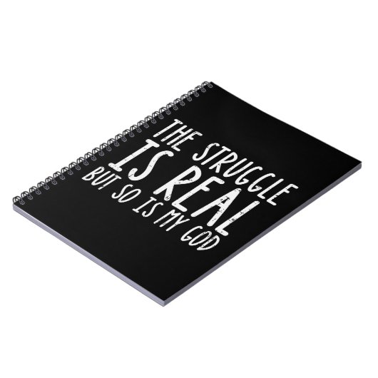 Der Kampf ist real, aber mein Gott Jesus glaubt Ch Notizblock (Linke Seite)