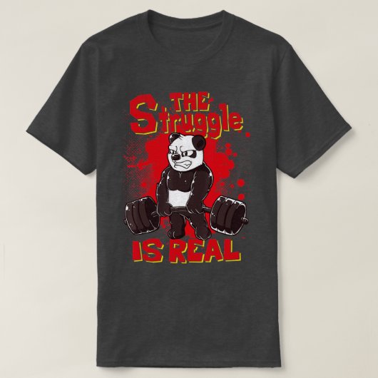 Der Kampf ist Real Panda Fitness Gym Bodybuildin T-Shirt (Design vorne)