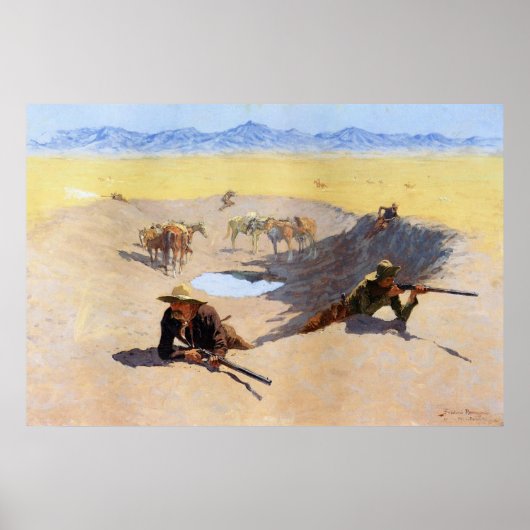 Der Kampf um das Wasserloch ~ Frederic Remington Poster (Vorne)