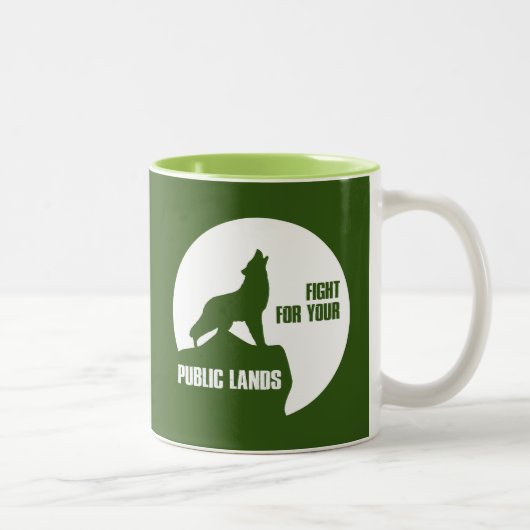 Der Kampf um Ihr öffentliches Land Wolf Zweifarbige Tasse (Rechts)