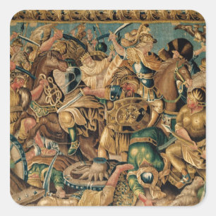 Der Kampf von Arbelles in 333 BC, Aubusson Quadratischer Aufkleber