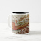 Der Kampf von Lepanto 1600 im Oktober 1571 Zweifarbige Tasse (Vorderseite Links)