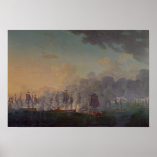 Der Kampf von Louisbourg auf dem am 21. Juli 1781 Poster