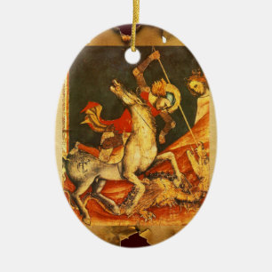 Der Kampf von Saint George mit der Dragon Monogram Keramikornament