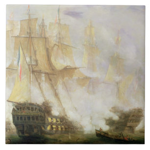 Der Kampf von Trafalgar, c.1841 (Öl auf Leinwand) Fliese